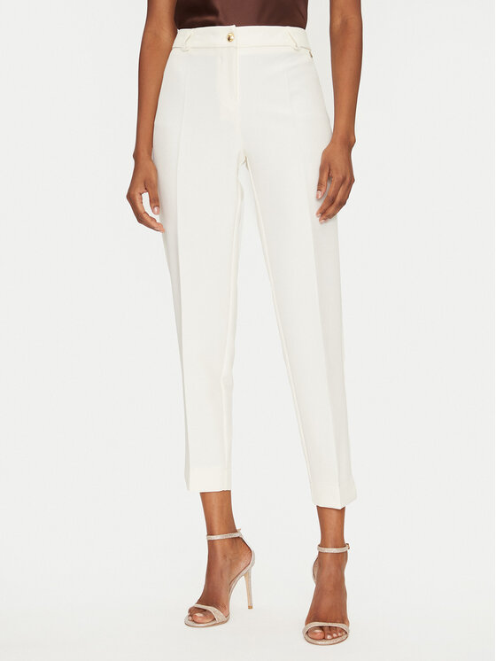 Maryley Maryley Kalhoty z materiálu 25EB52Z/M24/43VA Écru Regular Fit
