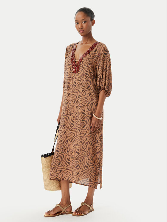 Selmark Selmark Pludmales kleita BN798 Brūns Regular Fit