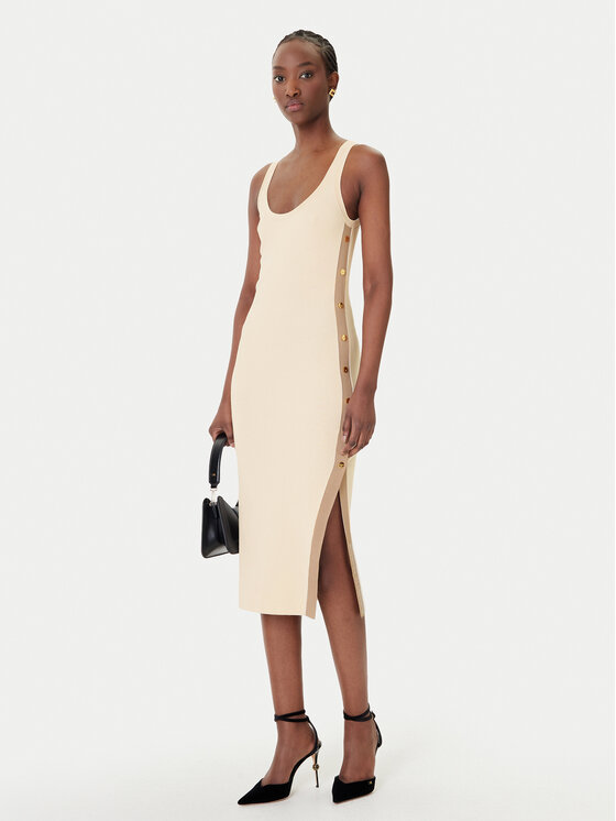 Elisabetta Franchi Elisabetta Franchi Pletena obleka AM-03S-61E2 Bež Regular Fit
