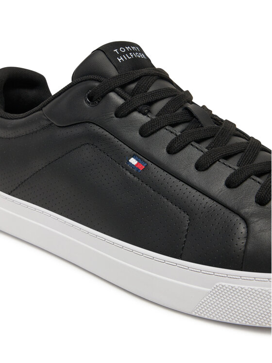 Tommy Hilfiger Tommy Hilfiger Tenisice Icon Court Pinperf Lth FM0FM05483 Crna