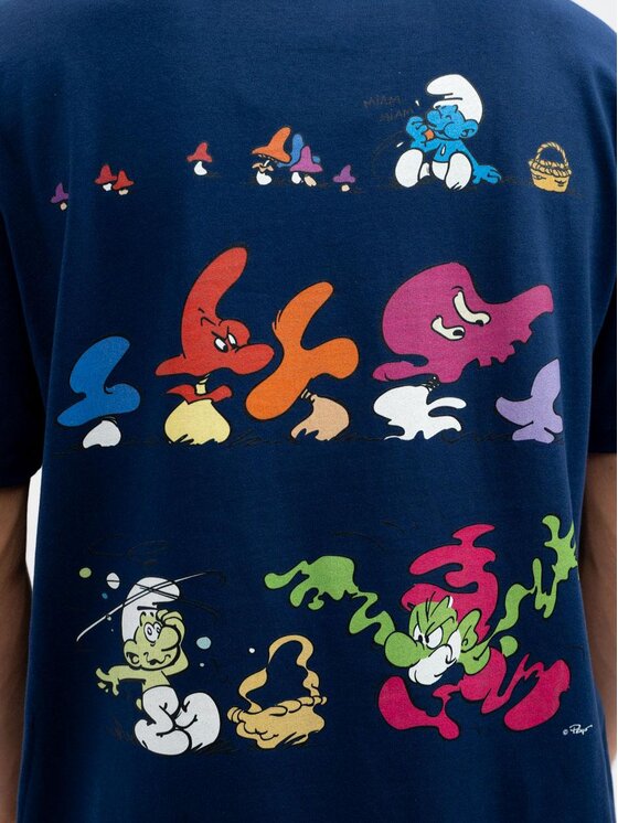 Smerfy Smerfy T-Shirt Koszulka Z Krótkim Rękawem Oversize Męska Granatowa Smerfy Haunts S Niebieski Oversize