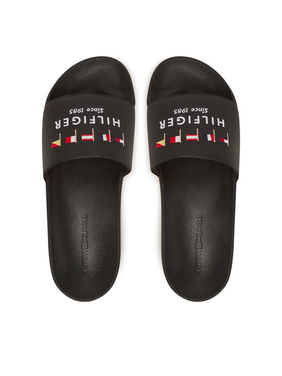 Tommy Hilfiger Tommy Hilfiger Şlapi Flags Pool Slide FM0FM05431 Negru