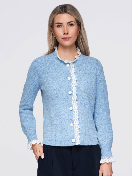 Ombre Ombre Sweter OW-SW-E0034 Niebieski Slim Fit