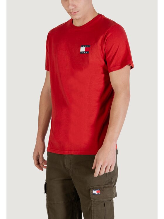 Tommy Jeans Tommy Jeans T-shirt TJM SLIM ESSENTIAL FLAG TEE EXT Rosso Slim Fit