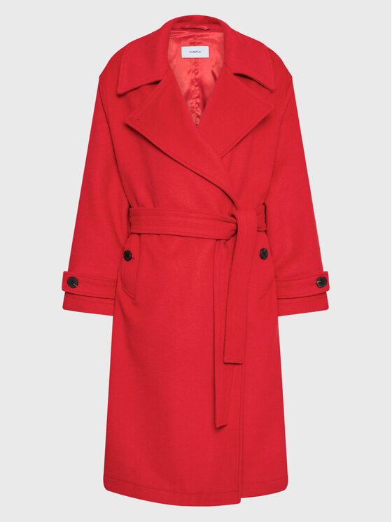 Simple Simple Cappotto di transizione PLD502-04 Rosso Relaxed Fit