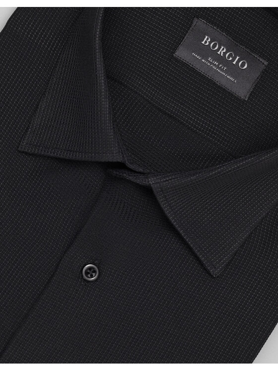 Borgio Borgio Koszula licodia Czarny Slim Fit