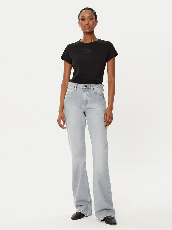 Calvin Klein Calvin Klein Tričko Satin K20K207974 Čierna Regular Fit