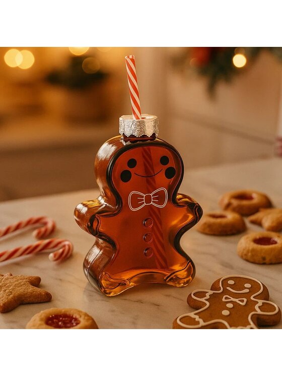 MIAhome MIAhome Kubek szklany Gingerbread, ze słomką, 280 ml Brązowy