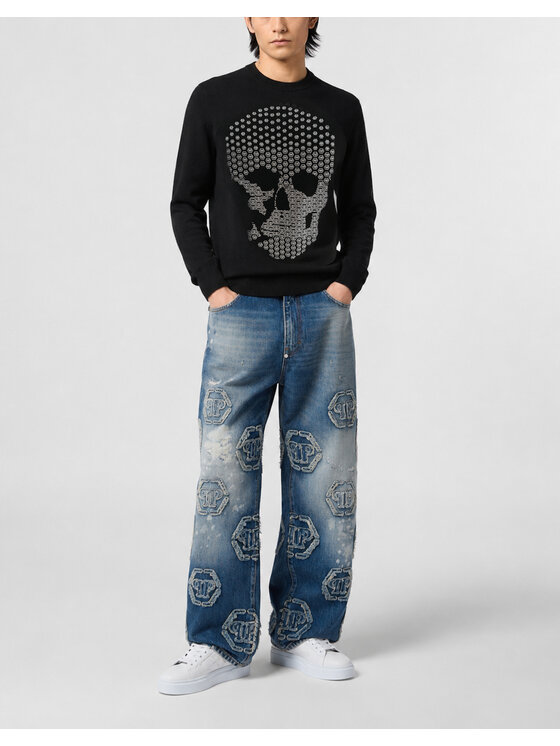 PHILIPP PLEIN PHILIPP PLEIN Sveter 31401 Čierna Regular Fit