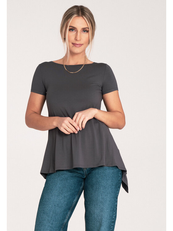 FIGL FIGL Bluzka M1051 Szary Flared Fit