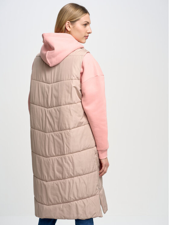 BIG STAR BIG STAR Bezrękawnik NEMUNA_801_130 Beżowy Basic Fit