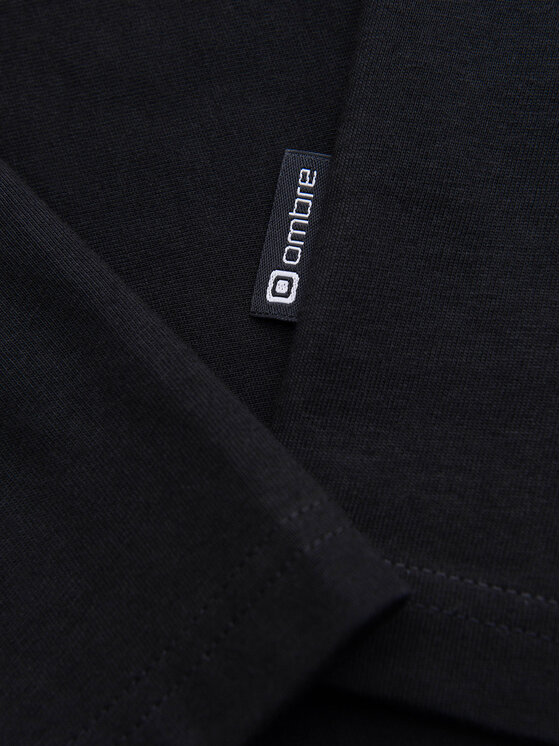Ombre Ombre Longsleeve OM-LSBL-0143 Czarny Regular Fit