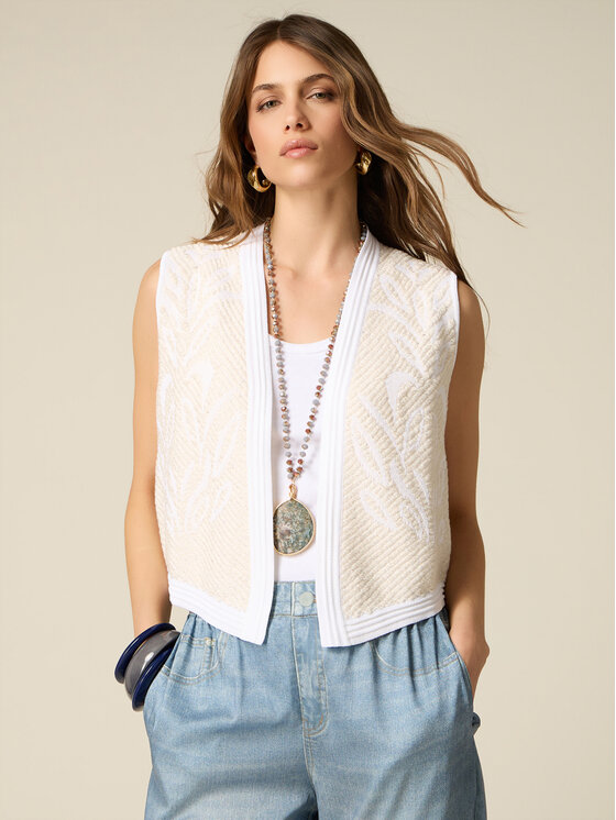 Oltre Oltre Sweter M428J005681N011 Biały Boxy Fit