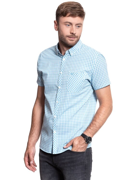 Mustang Mustang Camicia 1/2SLV_1/P_BD Blu Slim Fit