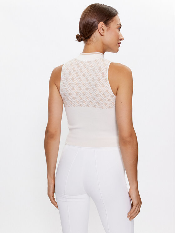 Guess Guess Majica W3YR26 Z37K0 Bež Slim Fit