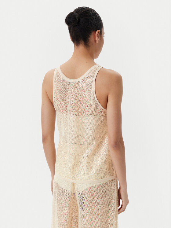 PINKO PINKO Top Waiting canottiera rete Beżowy Slim Fit