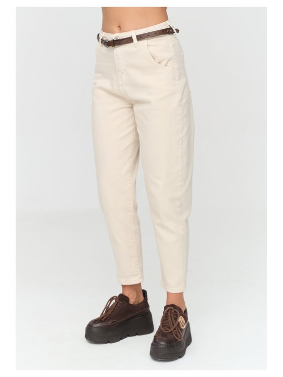 Makadamia Makadamia Jeansy C91 Beżowy Loose Fit