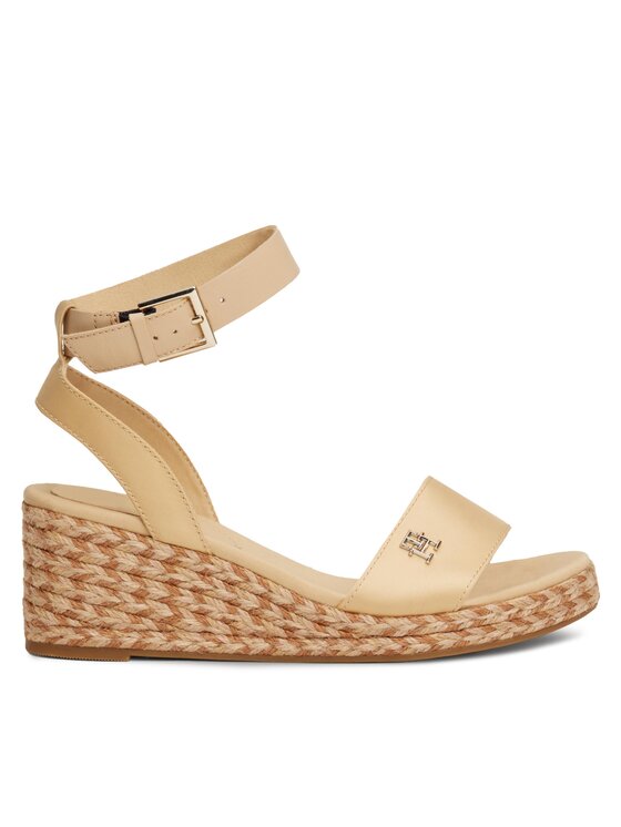 Tommy Hilfiger Tommy Hilfiger Espadrilės Colorful Wedge Satin Sandal FW0FW07913 Smėlio