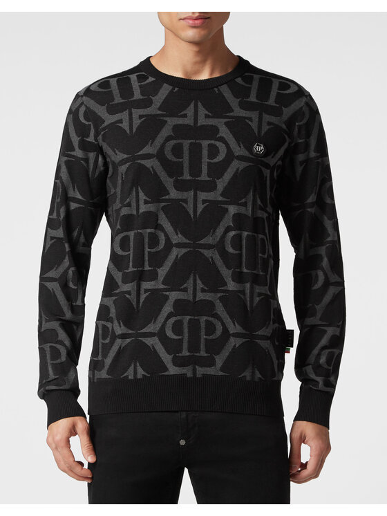 PHILIPP PLEIN PHILIPP PLEIN Sweter 1711 Czarny Regular Fit