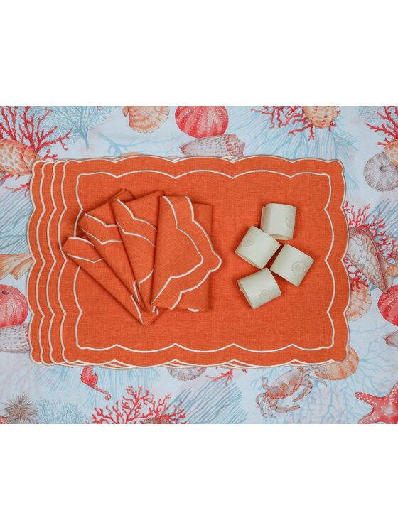 Roseberry Home Roseberry Home Serwetki haftowane Orange Onde Pomarańczowy