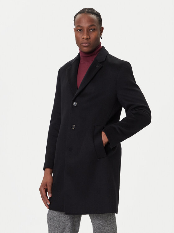 Tommy Hilfiger Tommy Hilfiger Vlněný kabát MW0MW40768 Černá Regular Fit