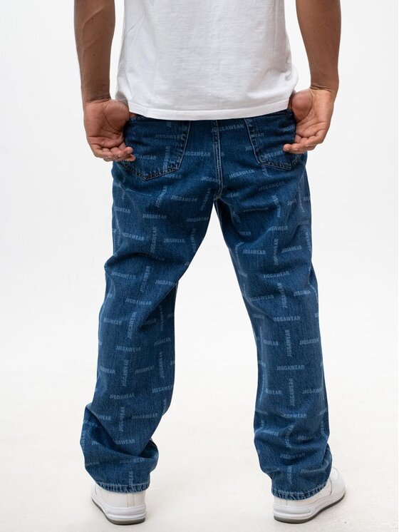 Jigga Wear Jigga Wear Jeansy Szerokie Spodnie Jeansowe BAGGY Męskie Niebieskie Jigga Wear Mini Laser XL Niebieski Baggy Fit