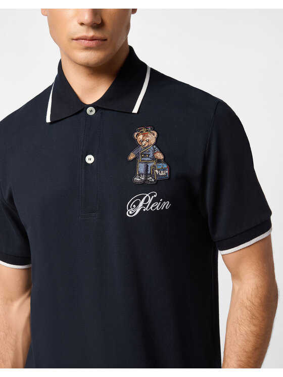 PHILIPP PLEIN PHILIPP PLEIN Polo 27161 Granatowy Slim Fit