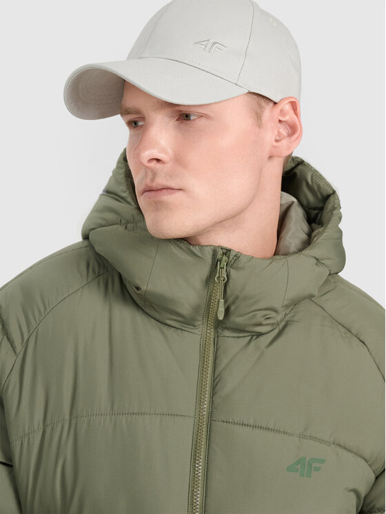 4F 4F Kurtka puchowa MIDSHOP TEXTILE Khaki Regular Fit