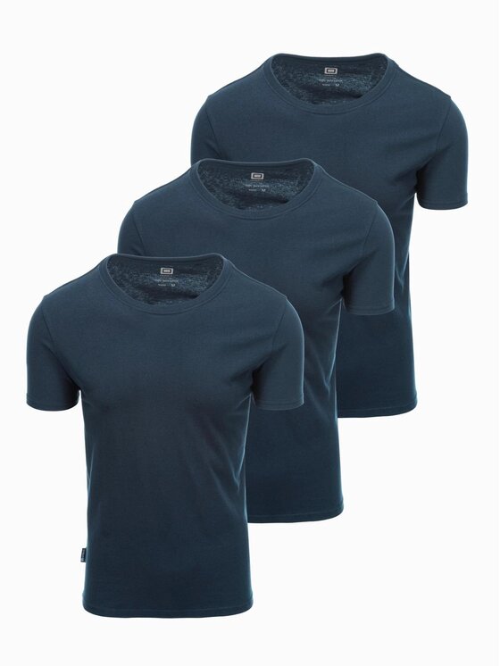 Ombre Ombre Komplet t-shirtów OM-TSBS-0232 Granatowy Regular Fit