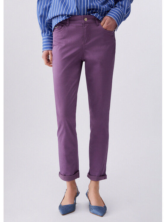 Liu Jo Damskie Spodnie materiałowe, rozmiar 25, Fioletowe, WA6255T373A83522