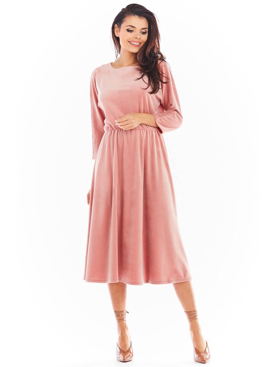 Awama Awama Vestito di maglia A407 Rosa Basic Fit
