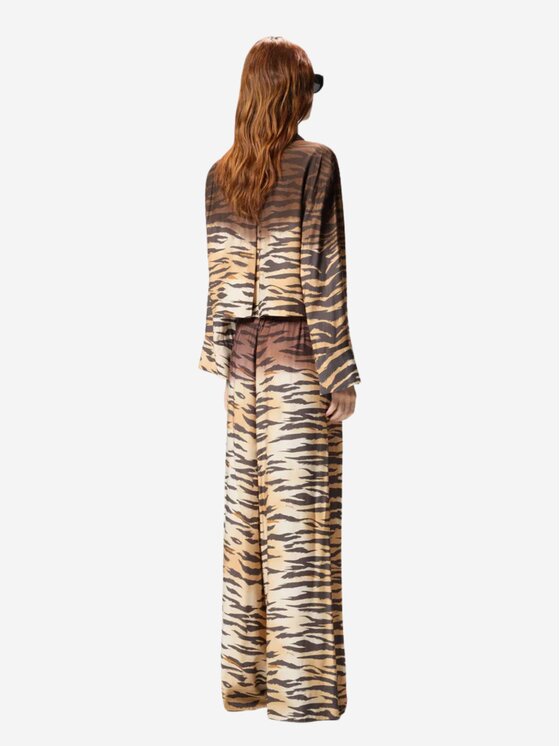 PINKO PINKO Παντελόνι Pantaloni fluidi con stampa tigrata Καφέ Regular Fit