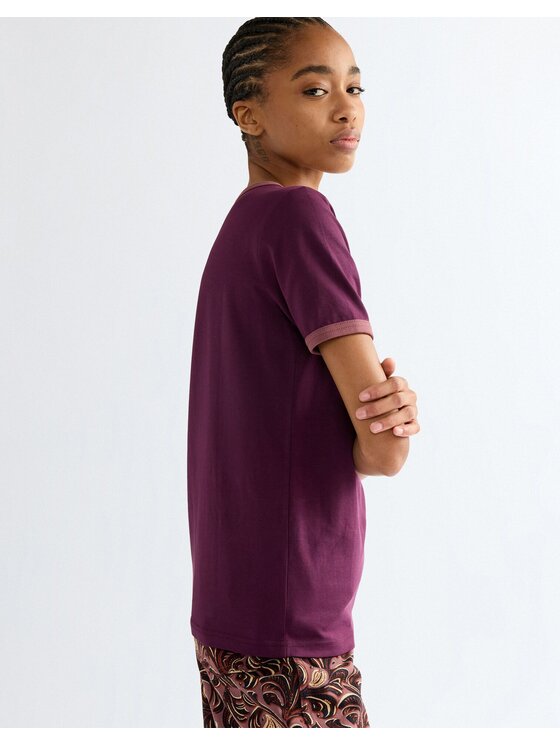 Wrangler Wrangler T-Shirt RINGER TEE Fioletowy Slim Fit