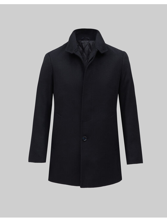 Borgio Borgio Płaszcz wełniany rivara_g Granatowy Slim Fit