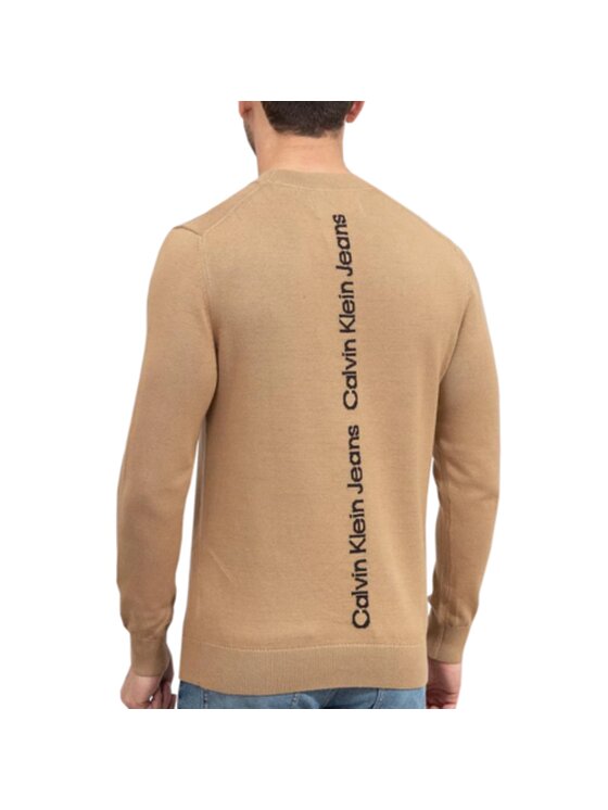 Calvin Klein Jeans Calvin Klein Jeans Sweter LOGO J30J322205 Beżowy Regular Fit