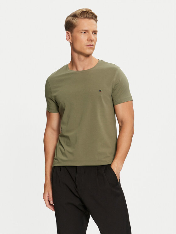 Tommy Hilfiger Tričko MW0MW10800 Zelená Slim Fit