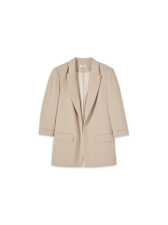 Oltre Oltre Marynarka Q074R004710N003 Kremowy Regular Fit