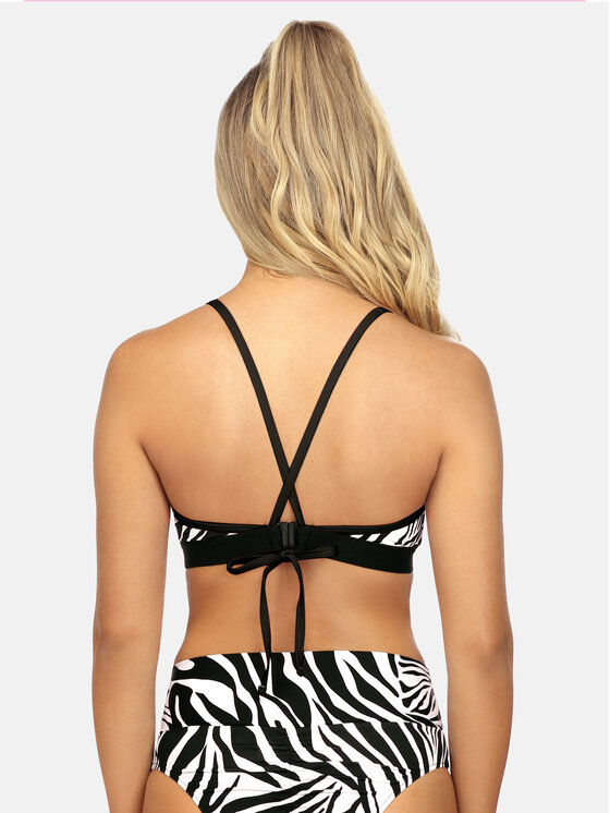 Miss Lou Miss Lou Bikini pezzo sopra Vicky Animal Print G-ML041 Nero