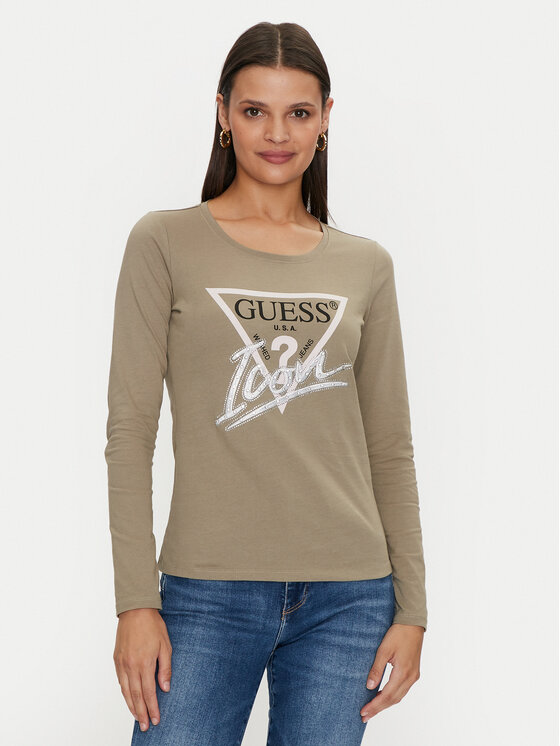 Guess Bluza Icon W4YI33 I3Z14 Zelena Slim Fit