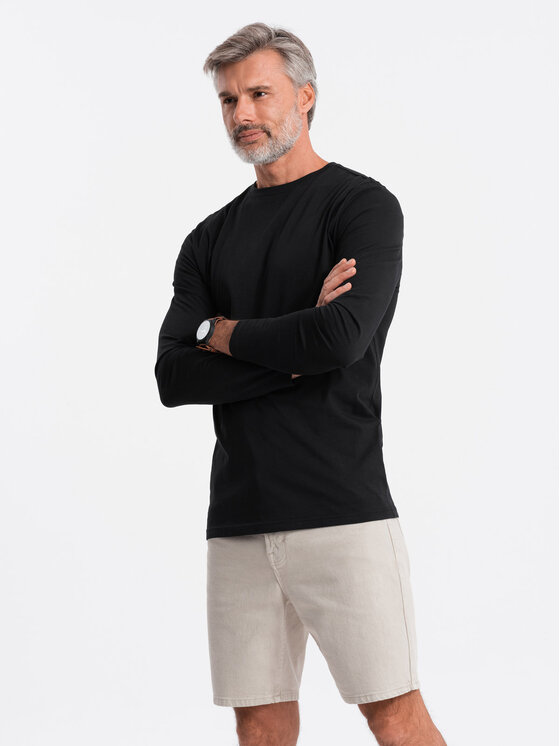 Ombre Ombre S dlouhým rukávem OM-LSBL-0106 Černá Regular Fit