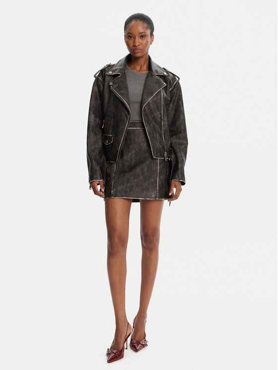 Guess Guess Яке от имитация на кожа W5YL04 WHDI0 Сив Regular Fit