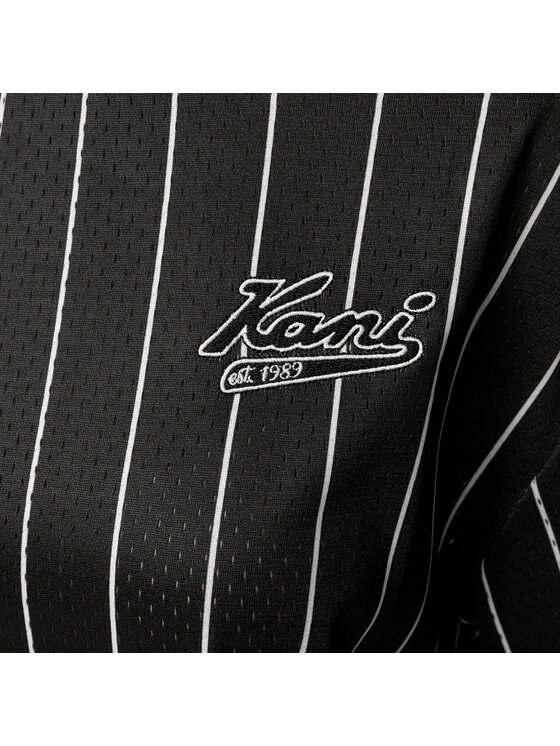 Karl Kani Karl Kani T-shirt CHEST VARSITY PINSTRIPE MESH TEE LIGHT Nero Regular Fit