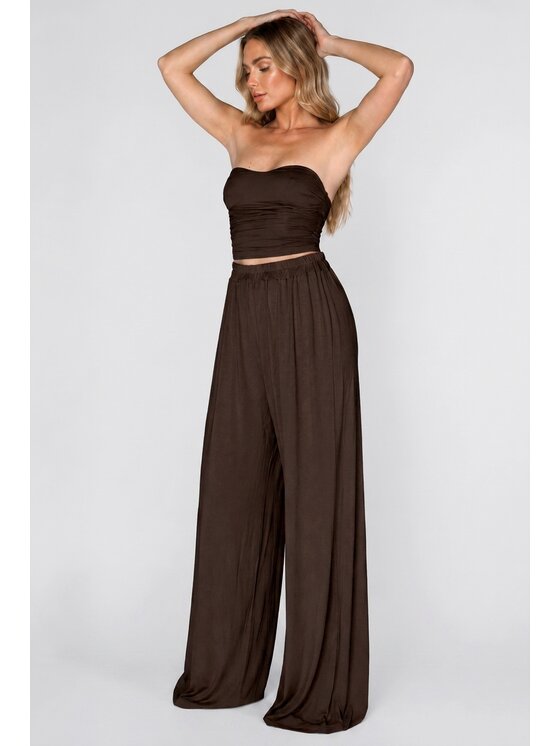 MissDenim MissDenim Top bez ramiączek Groset Brązowy ciemny Regular Fit