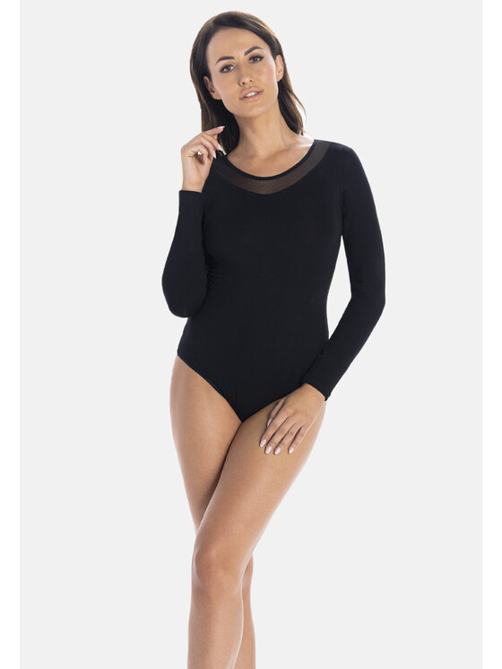 Teyli Teyli Body damskie z wiskozy Amber Czarny Regular Fit