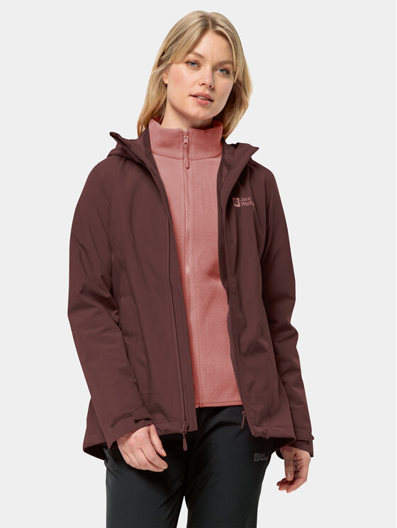 Jack Wolfskin Jack Wolfskin Outdoor kabát Moonrise 3In1 Jkt 1115621 Bordó Regular Fit