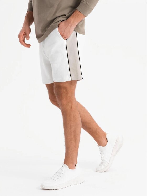 Ombre Ombre Szorty materiałowe OM-SRSK-0182 Biały Regular Fit