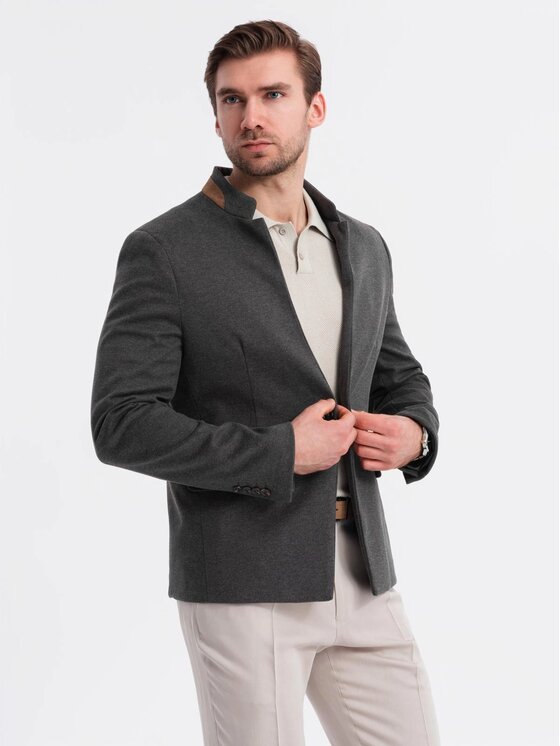 Ombre Ombre Marynarka OM-BLZB-0131 Czarny Regular Fit