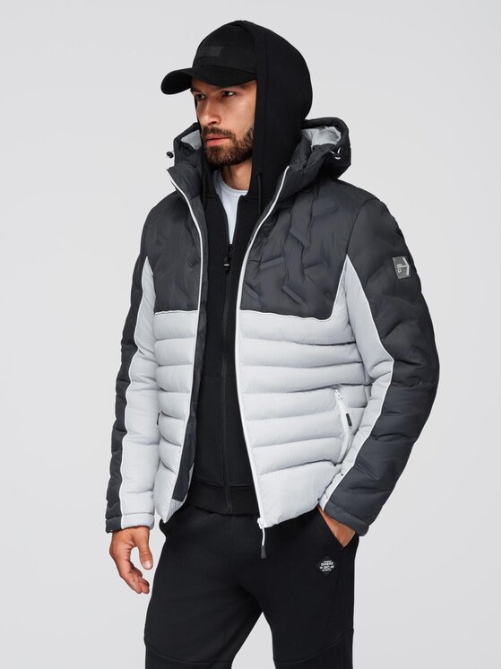 Ombre Ombre Kurtka zimowa OM-JALP-0206 Szary Active Fit