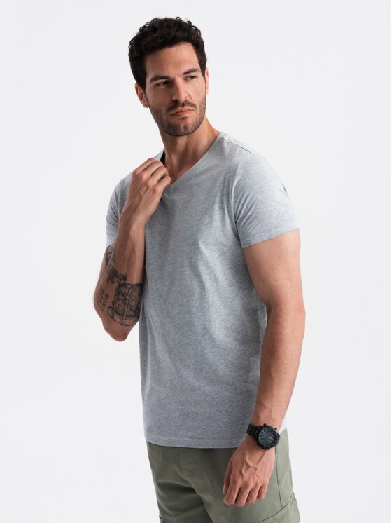 Ombre Ombre T-Shirt OM-TSBS-0145 Szary Regular Fit