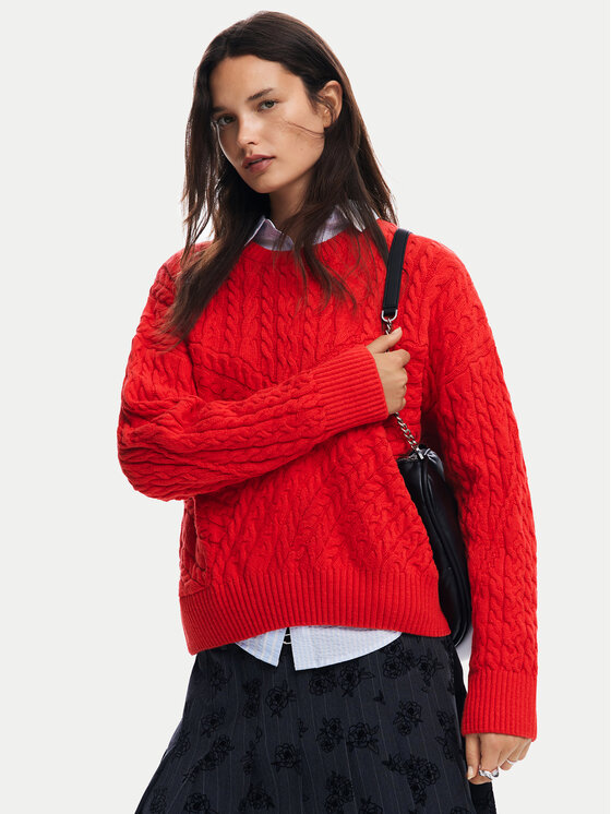 Desigual Desigual Maglione Exeter 24WWJF74 Rosso Regular Fit
